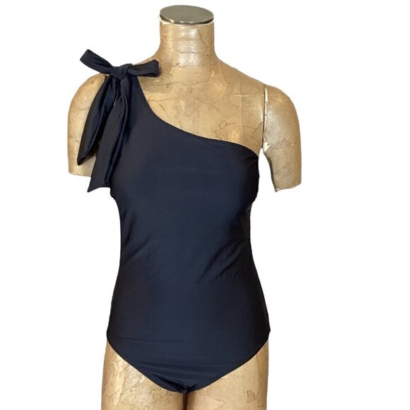 Marina West Swim Deep End One-Shoulder One-Piece Swimsuit Sz L Black #291E - Picture 4 of 9